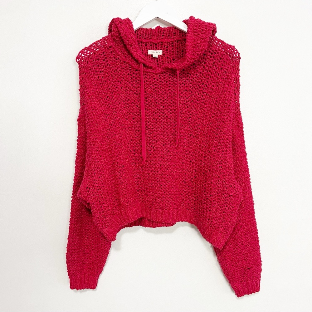 BOGO! Anthropologie Pilcro Sailcloth Oversized Hooded Sweater Red Size Medium - Picture 4 of 9